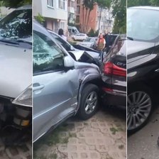 Accident în lanț în capitală. Cinci mașini s-au ciocnit și au fost avariate (VIDEO)