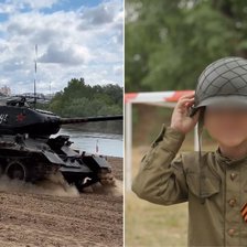 Cu tancuri, „Katiușa” și copii în uniforme militare. O reconstituire a operațiunii Iași-Chișinău a avut loc la Tiraspol (FOTO/VIDEO)