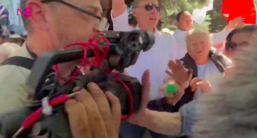 Un jurnalist, lovit cu un steag și îmbrâncit la manifestația în susținerea lui Guțul