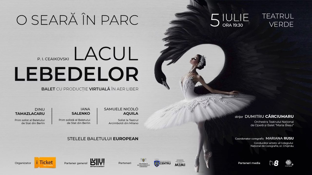 „O seară în parc” aduce „Lacul Lebedelor” în premieră, sub cerul liber din Chișinău
