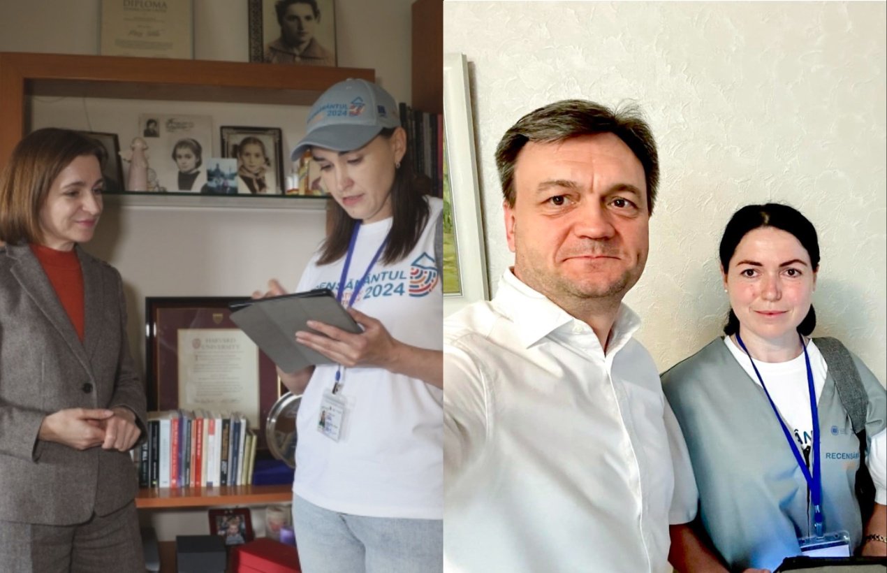 Recenzorii la ușa primelor persoane în stat. Sandu și Recean au participat la recensământ (VIDEO)