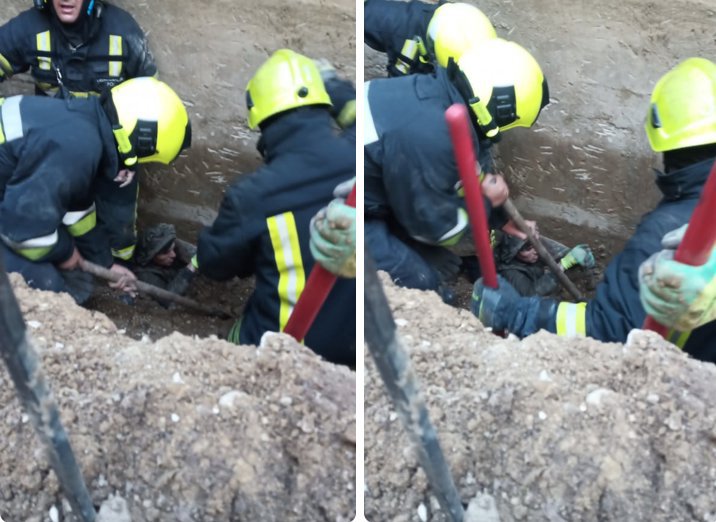 La un pas de tragedie: Noi bărbați, salvați după ce un mal de pământ a căzut peste ei (FOTO)