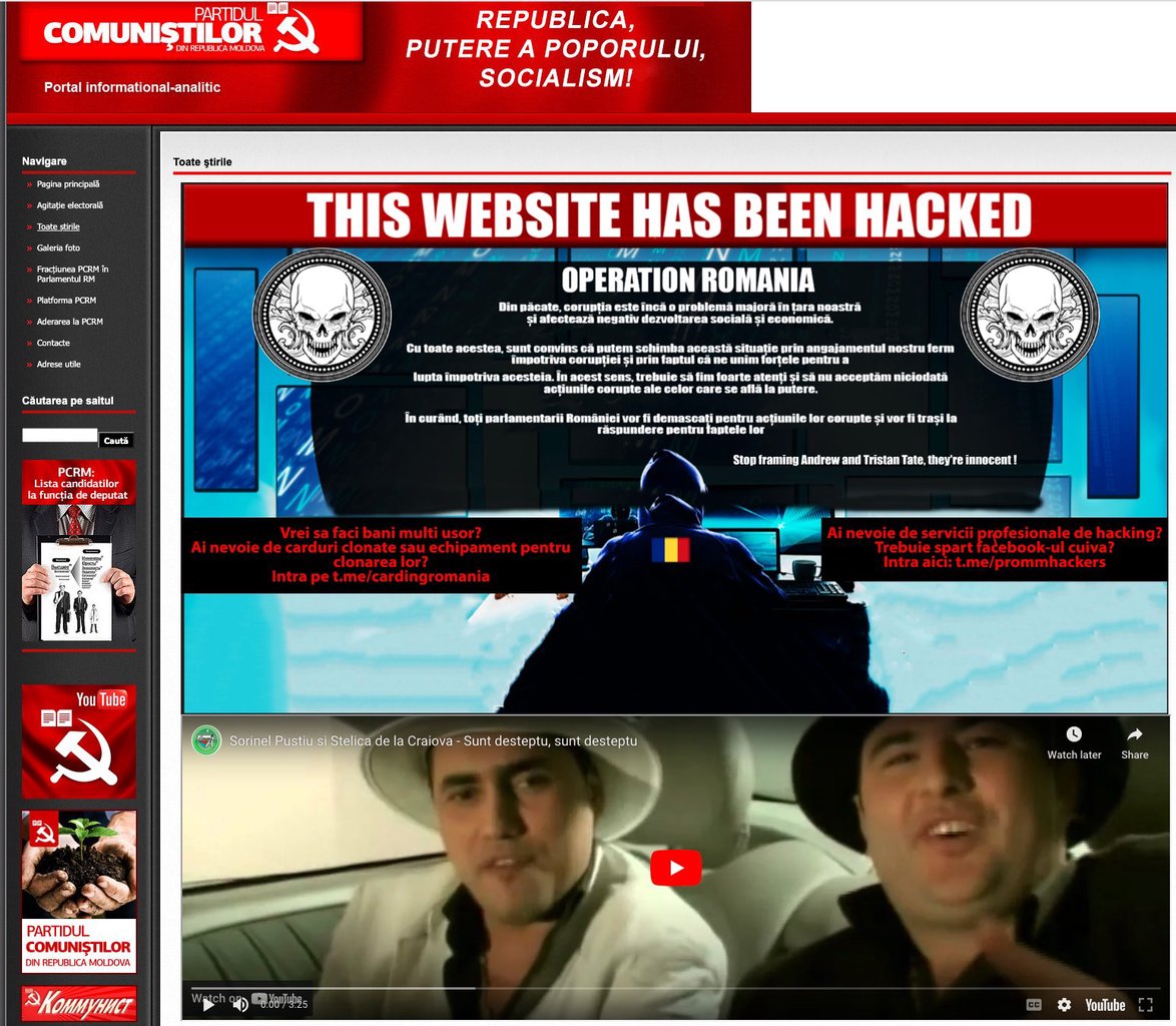 Siteul PCRM, spart de hakeri: Un mesaj anti-corupție, identitate română și o melodie