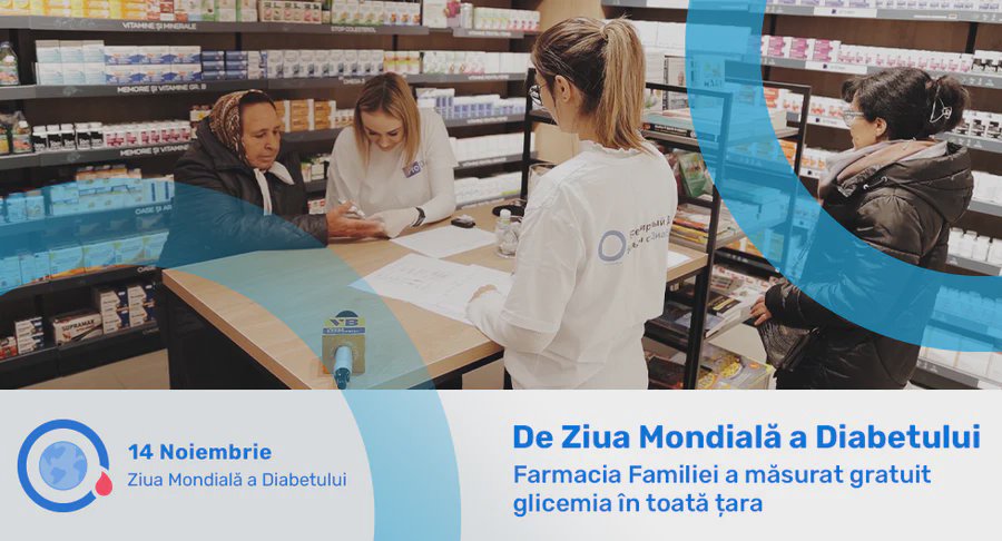 De Ziua Mondială a Diabetului, Farmacia Familiei a măsurat gratuit glicemia în toată țara